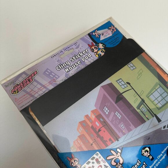 Vintage Cartoon Network Powerpuff Girls Cling Sticker Mouse Pad NEW SEALED - Picture 2 of 4